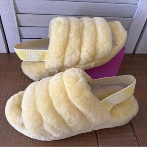 UGG Soft Yellow Fluff Yeah Slide Sandals